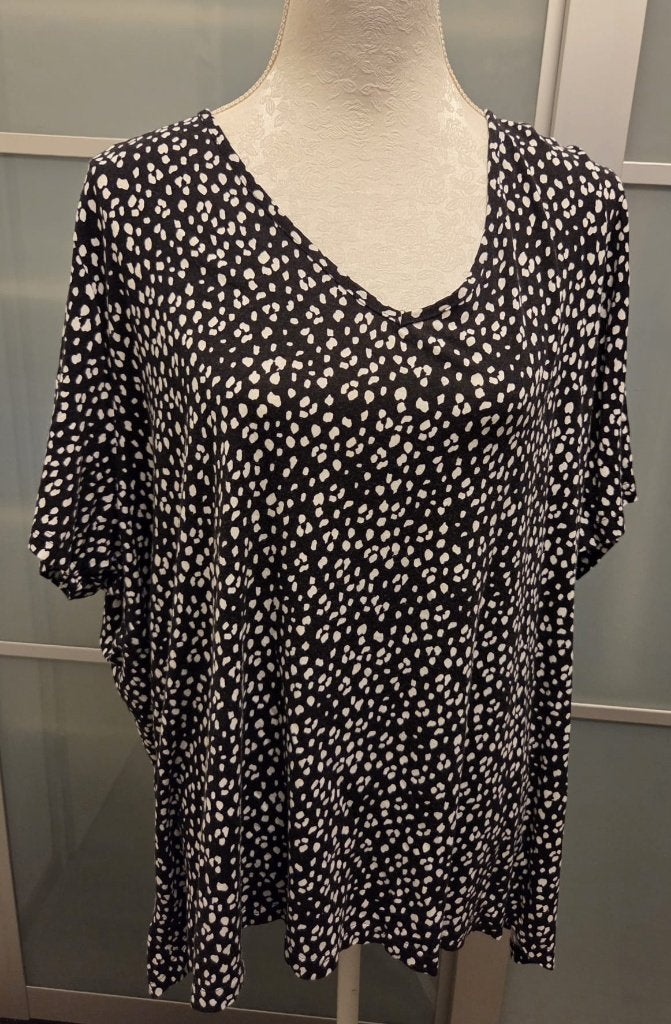 Zwart shirt met witte stippen maat 3XL, Zwart, Zo goed als nieuw, MS Mode, Shirt of Top