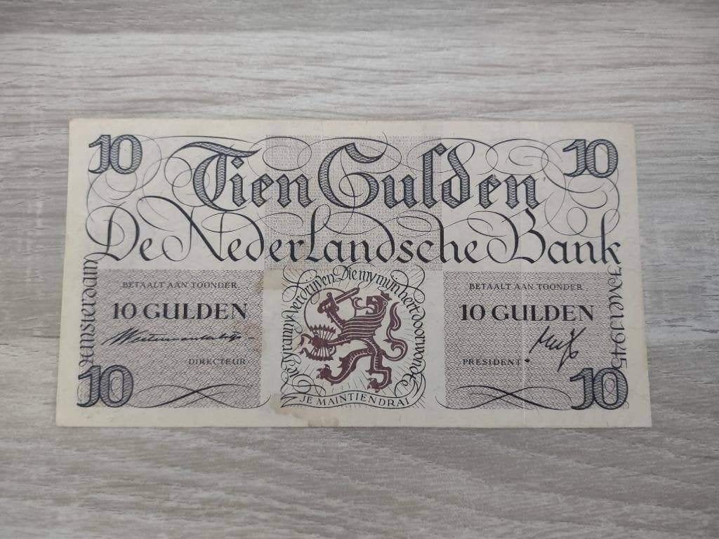 Net biljet 10 gulden geldzuivering Lieftinck, 1945, Ophalen of Verzenden, 10 gulden