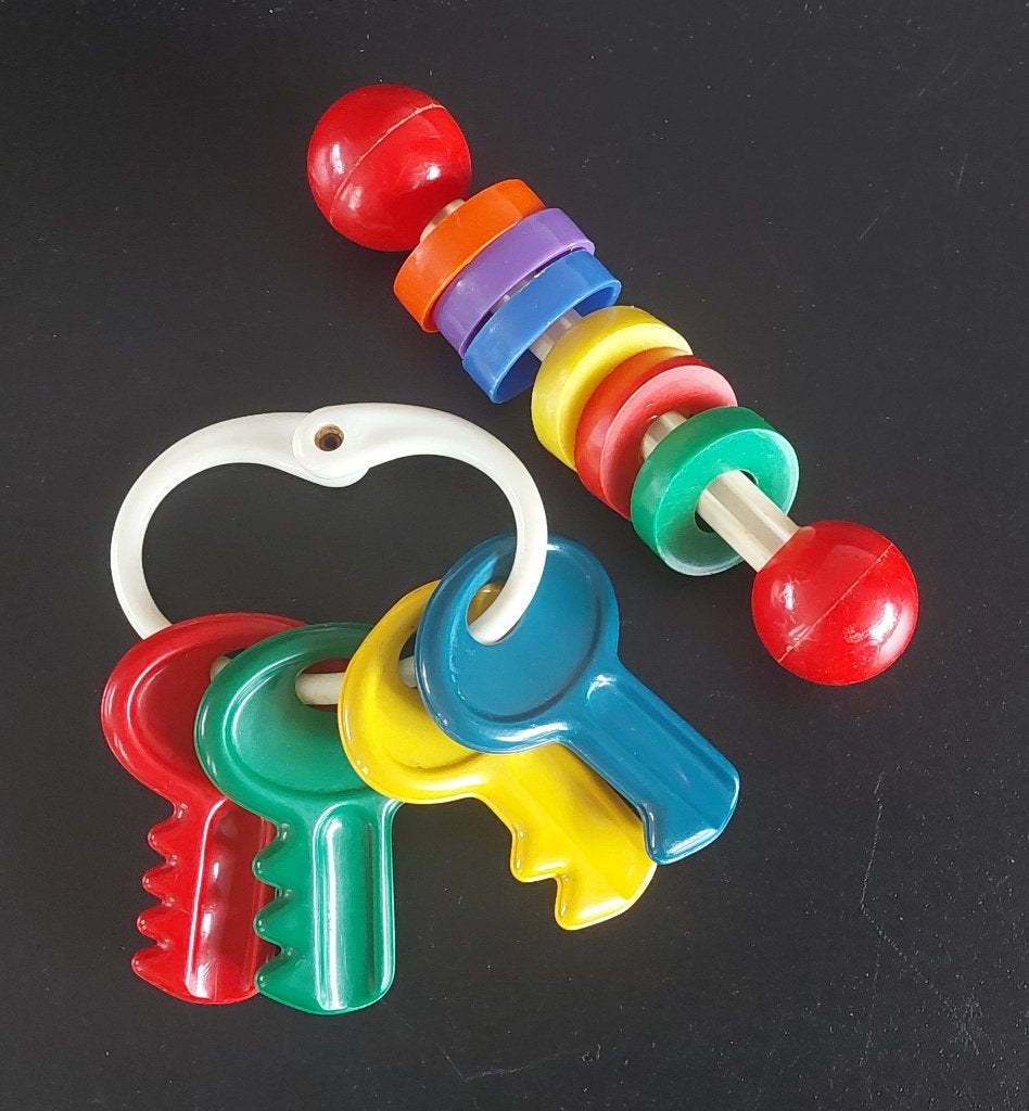 Vintage Rammelaar en Sleutelbos, Ophalen, Gebruikt, Rammelaar