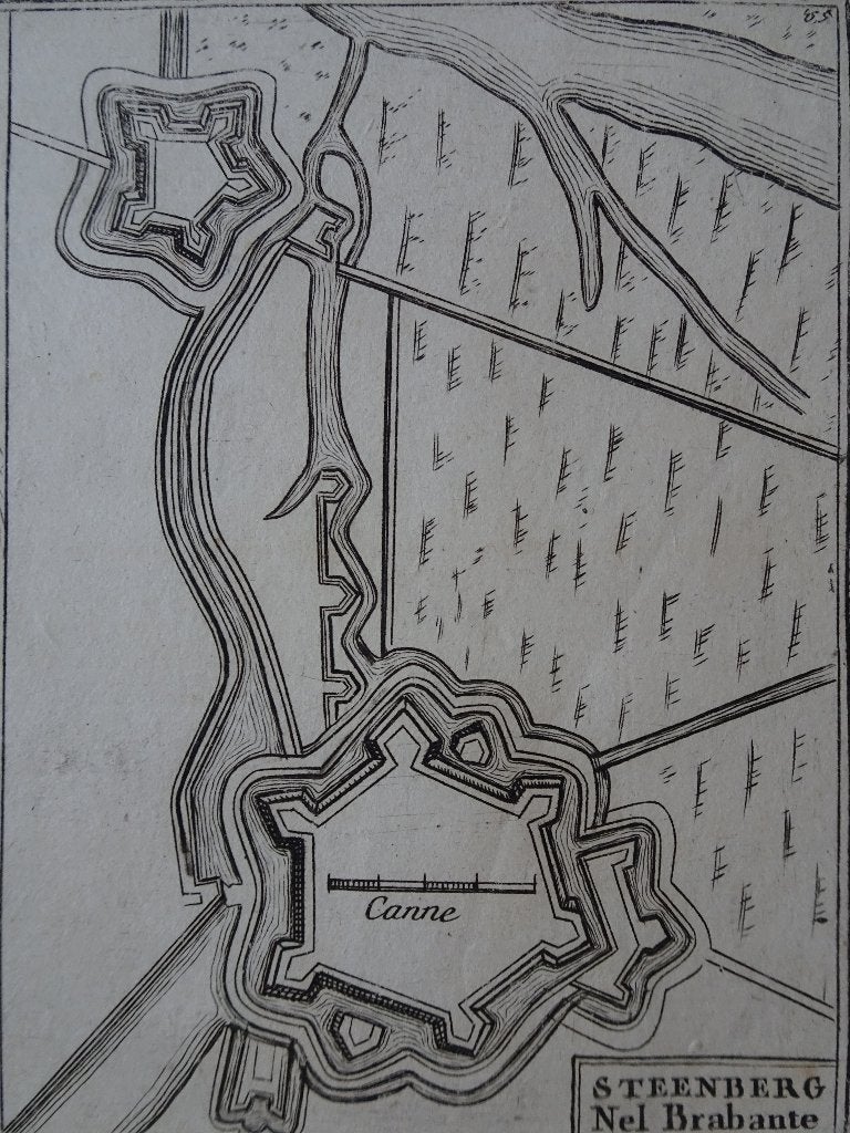 Gravures forten Philippine Steenbergen Brabant, ca 1680, Antiek en Kunst, Cartografie, Origineel, Gravure, 1600 - 1699