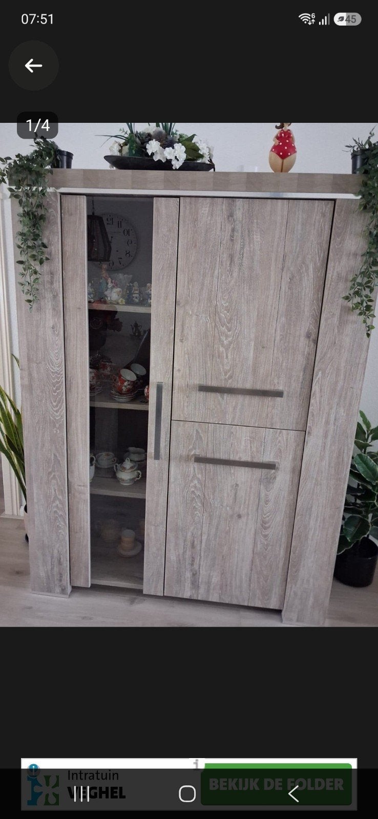 mooie eiken Grey kast, Ophalen, Zo goed als nieuw, 25 tot 50 cm, 150 tot 200 cm