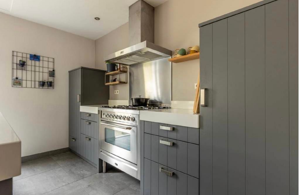 Keuken met Boretti 6-pits gasfornuis inclusief oven, Huis en Inrichting, Ophalen, Gebruikt, Grijs, Hoekkeuken