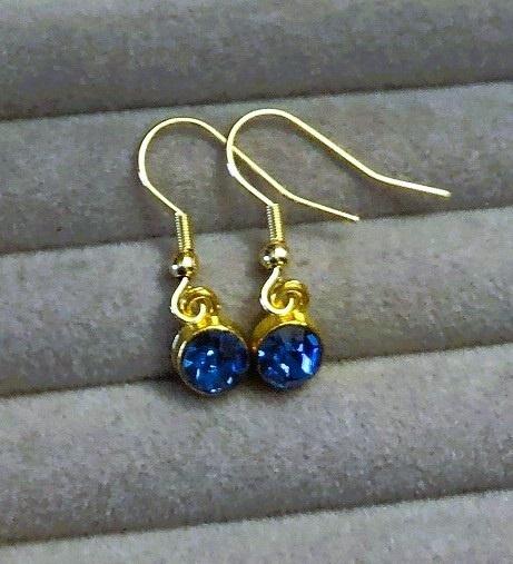 Oorbellen goud 14k gold plated hanger kristal blauw -topaas, Met kristal, Overige materialen, Hangers, Nieuw