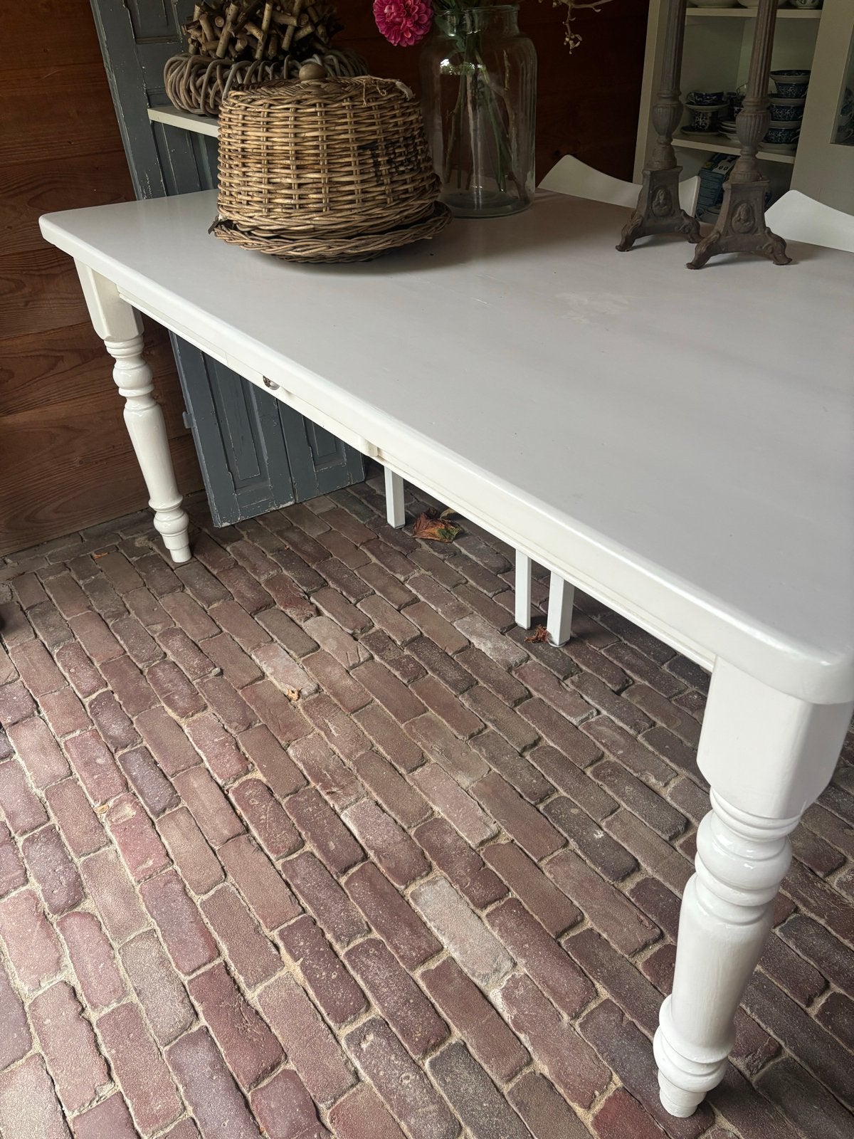 Leuke brocante eettafel, Huis en Inrichting, Gebruikt, 150 tot 200 cm, Vier personen, Rechthoekig