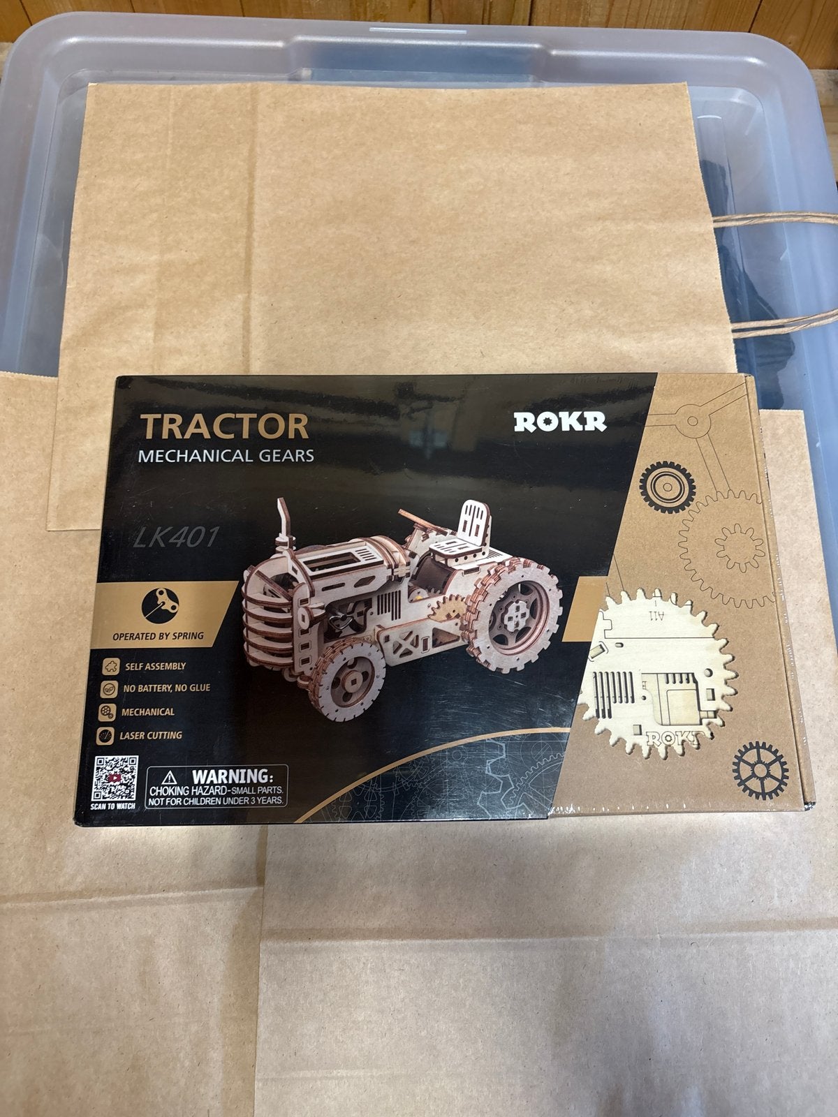 ROKR LK401 Houten 3D Puzzel Tractor Mechanische Tandwielen, Overige merken, Nieuw, Ophalen of Verzenden, Groter dan 1:32