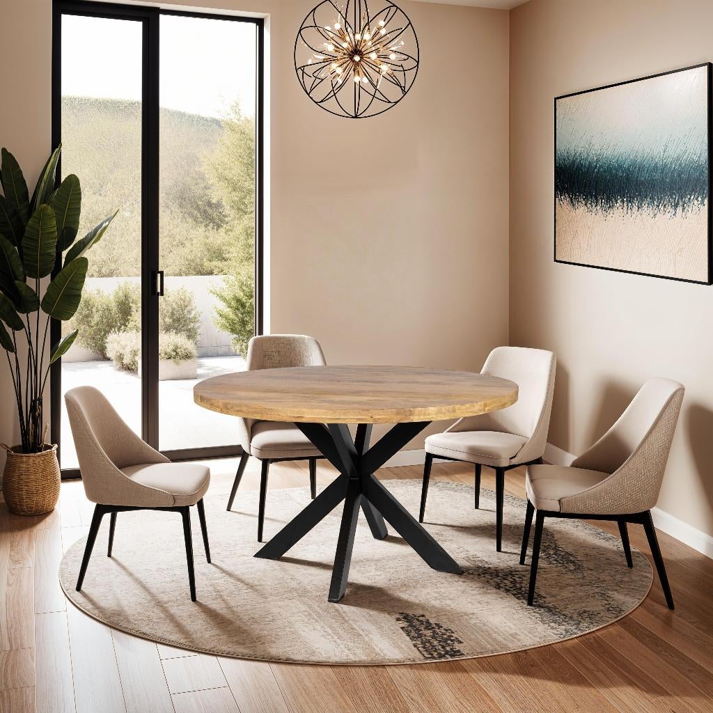 Zita Home eettafel 120cm rond mango met metalen onderstel