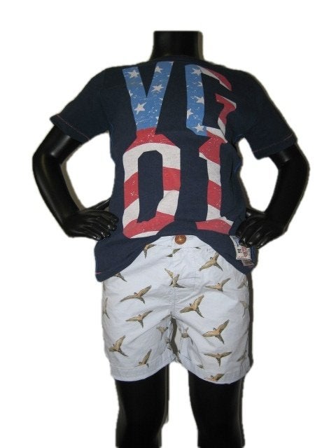 Super toffe licht blauwe vogel short van ZARA mt 104., Broek, Gebruikt, Verzenden, Zara