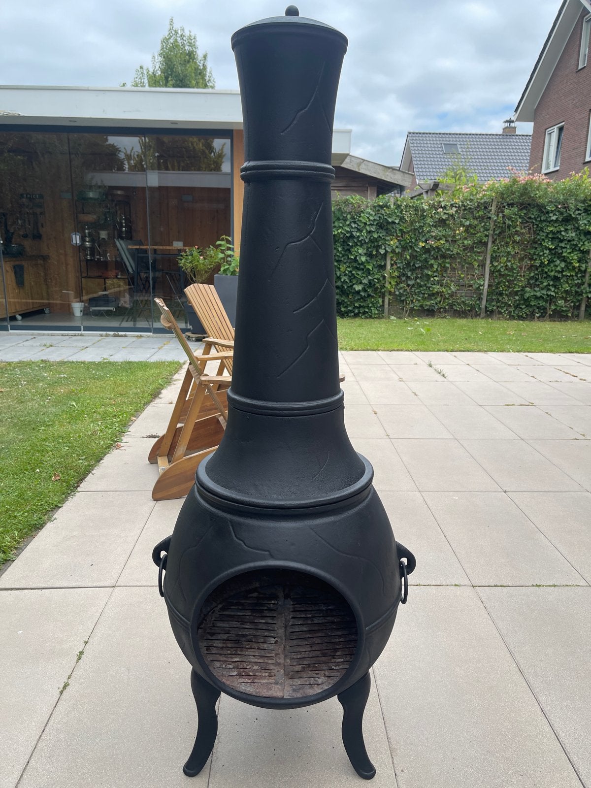 Gietijzeren terrashaard / buitenkachel, Tuin en Terras, Ophalen, Gebruikt