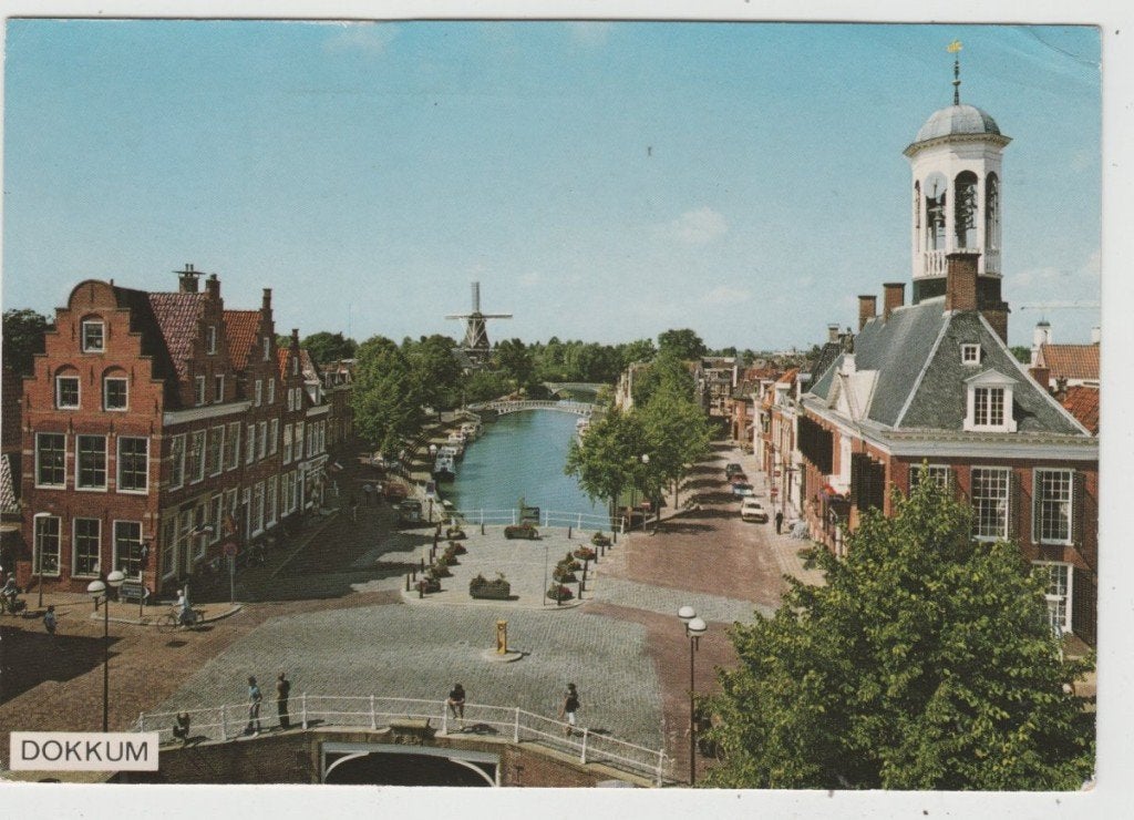 Dokkum- Stadhuis Oude Gevels- Kleindiep met Molens- 1984, Verzenden, 1980 tot heden, Gelopen, Friesland