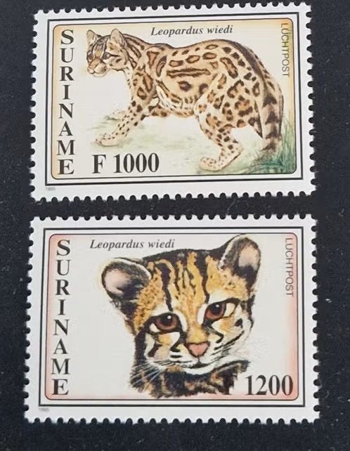 Suriname 1995 - ZB 848-849 - Bedreigde Dieren - Margay, Postzegels en Munten, Ophalen of Verzenden, Postfris