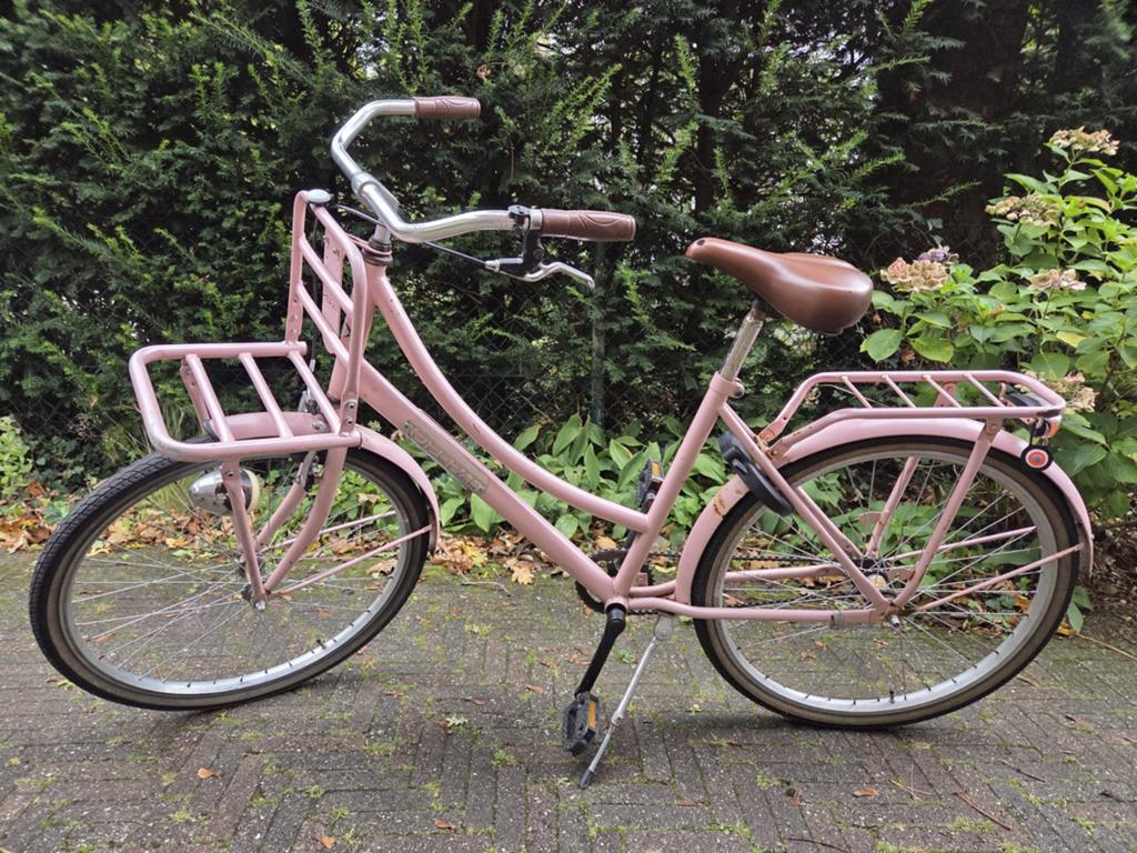 Roze Popal 26 inch  transportfiets met voordrager, Terugtraprem, Gebruikt, 50 tot 53 cm, Ophalen