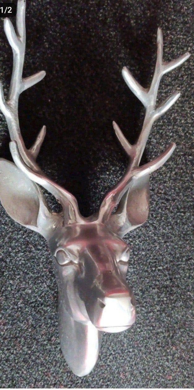 Decoratieve Hertenkop Wanddecoratie, Ophalen of Verzenden, Zo goed als nieuw, Zilver, Metaal