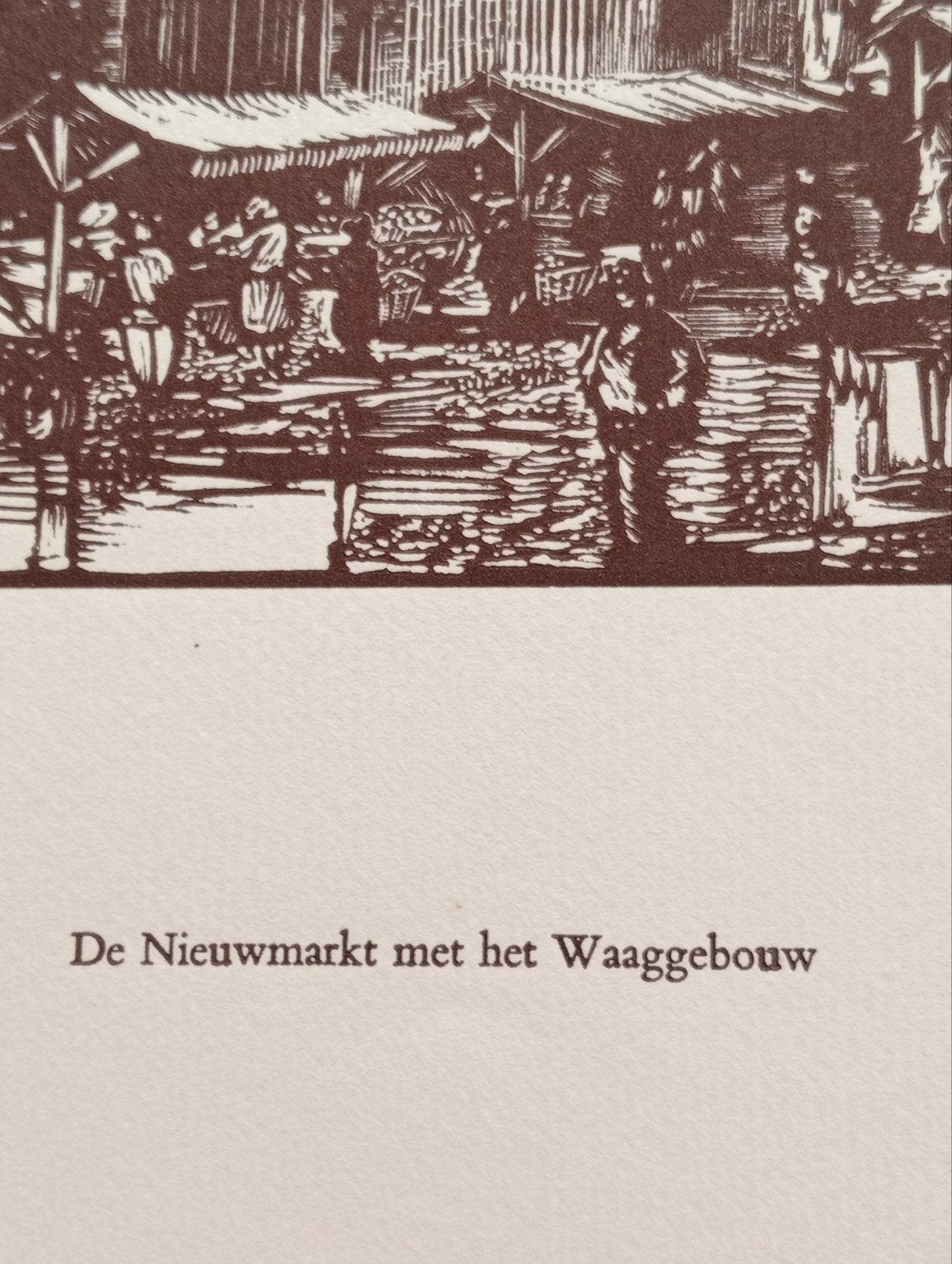 Rein Snapper Houtgravure De Nieuwmarkt met de Waag Amsterdam, Ophalen of Verzenden