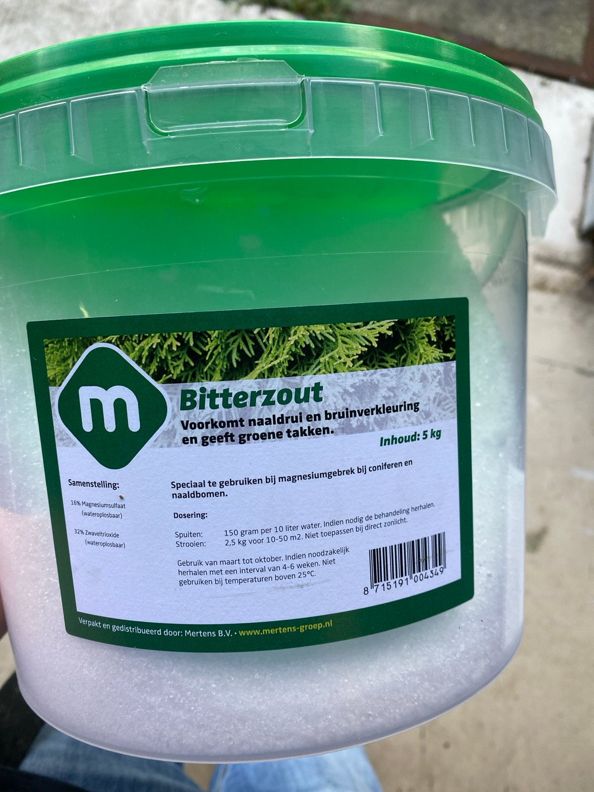 Bitterzout 5 kg - Voorkomt naaldrui en bruinverkleuring, Zout, Nieuw, Ophalen of Verzenden, Zout