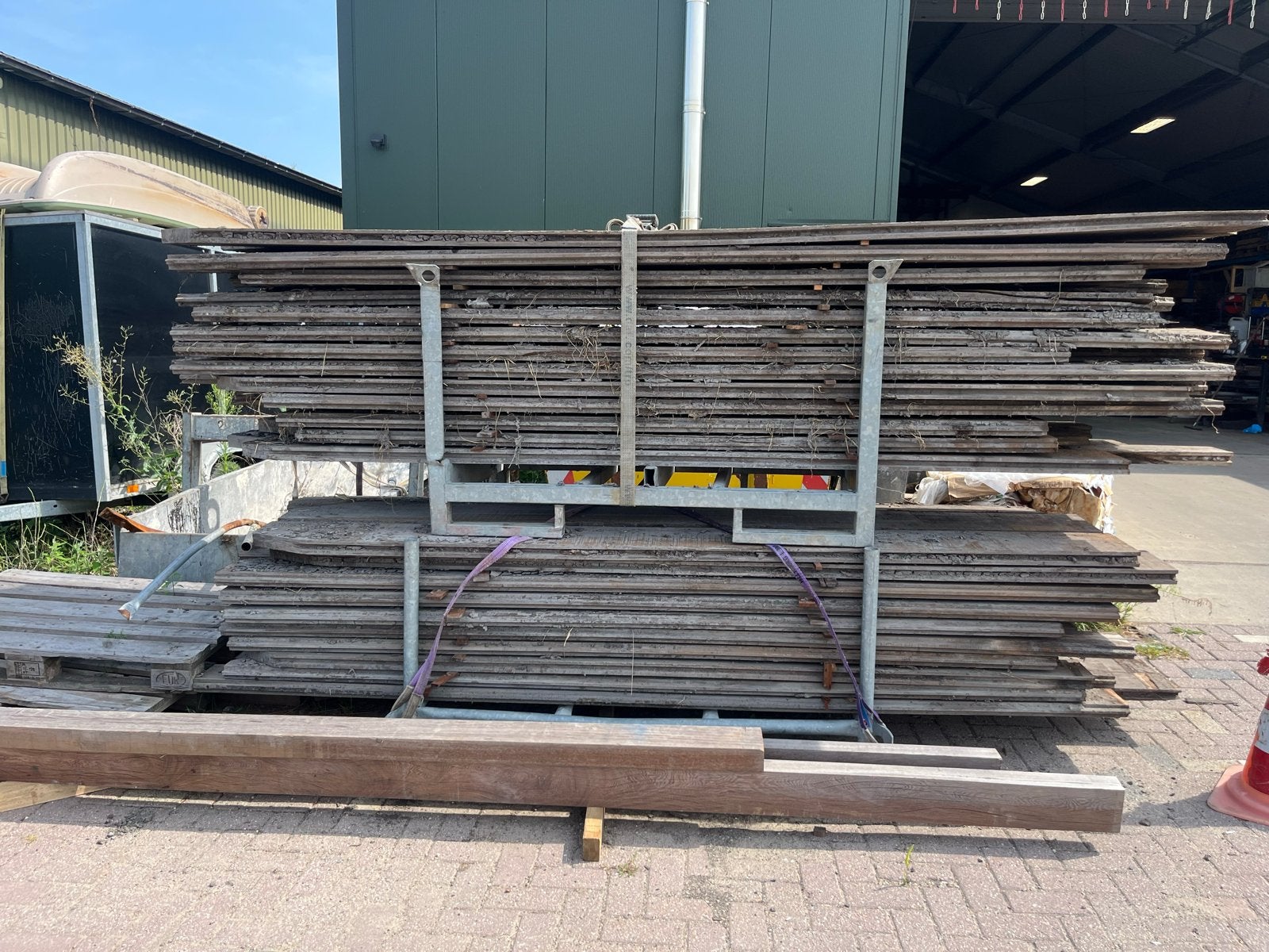 Gebruikte hardhouten damwand 5 cm dik, ca 3.00 m lang (14 m1, Ophalen, Gebruikt, Plank, Overige houtsoorten