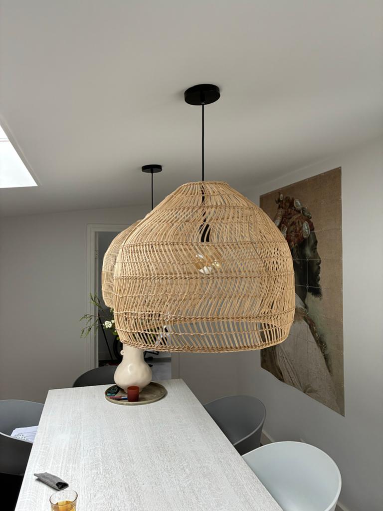 Grote rotan hanglamp - Boheemse stijl HK Living, Overige materialen, Mooie lampen HK living 60cm doorsnee 55 cm. 2 stuks, Ophalen of Verzenden