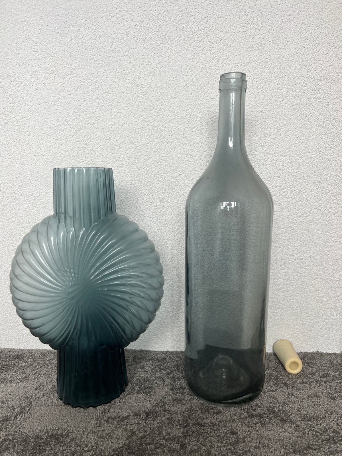 Decoratieve glazen vaas, Ophalen, Grijs, Glas