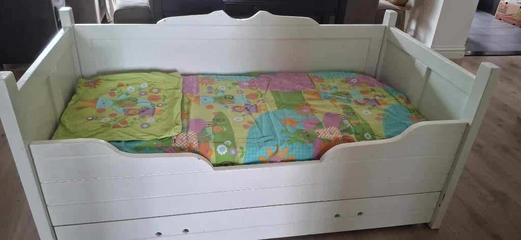 Peuterbed handgemaakt 70 x 150 hout, Gebruikt, 70 tot 85 cm, 140 tot 160 cm, Ophalen