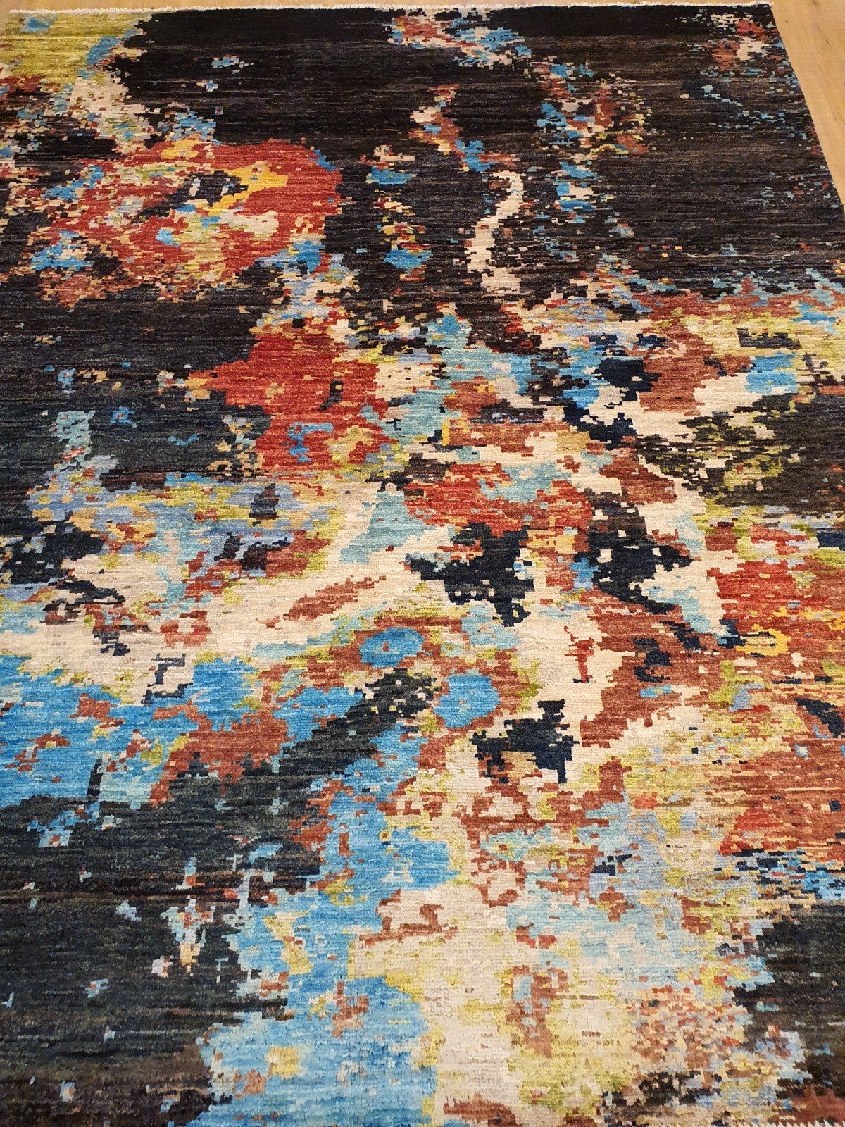 Handgeknoopt oosters tapijt modern art 247x199, Info@SlatsAntiek.nl, Geel, Perzisch, Vof Slats Antiek