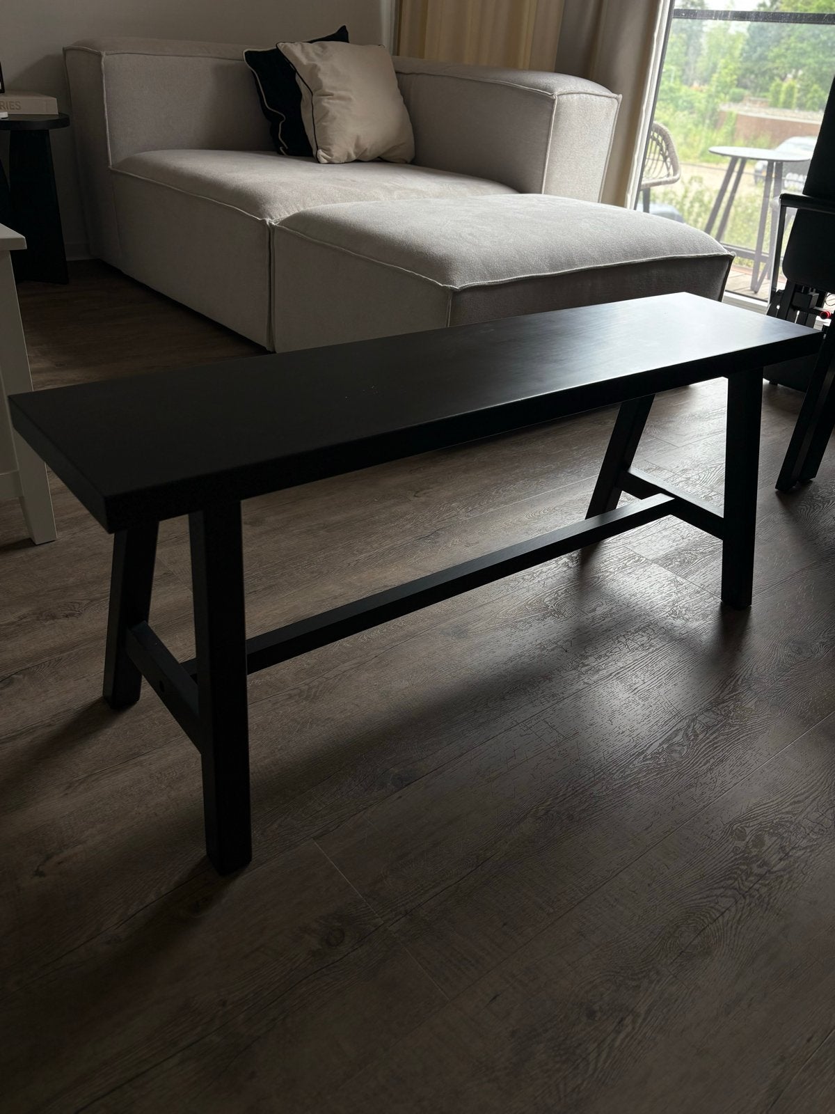 WOOOD Imme bankje hout zwart 110 cm, Huis en Inrichting, Zwart, Nieuw, Ophalen of Verzenden, Eén