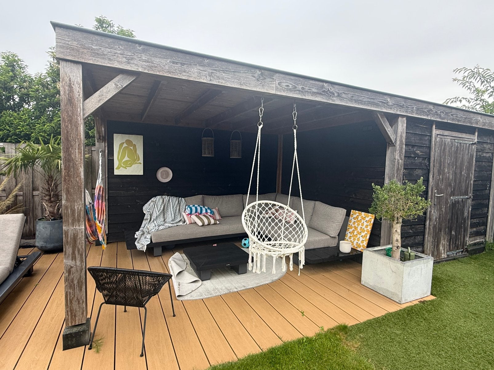 Overkapping en schuur douglas hout, Ophalen of Verzenden, Gebruikt