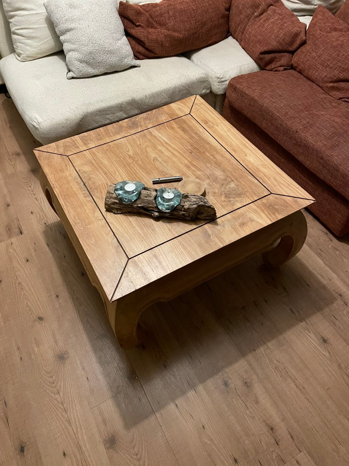 Houten salon tafel, Ophalen, 100 tot 150 cm, 50 tot 100 cm, Zo goed als nieuw