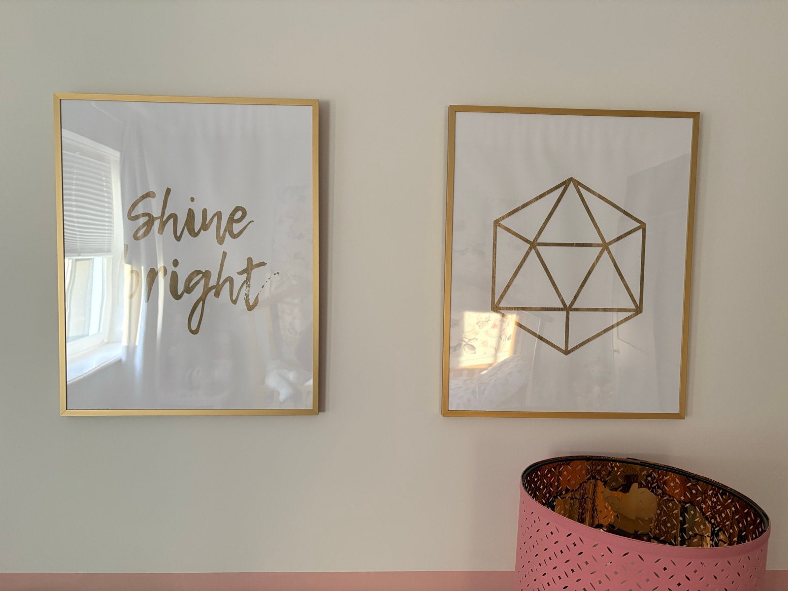 Ikea poster lijsten goudkleurig met posters, Ophalen, Goud, Metaal, Hangend