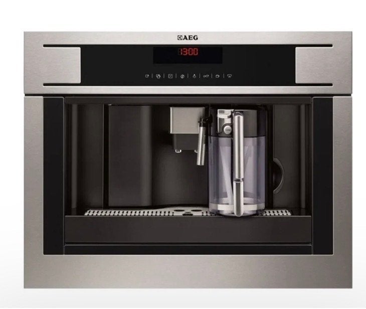 AEG MCIA PE4521-M Inbouw Koffiemachine - Zilver, Ophalen, Afneembaar waterreservoir, Gebruikt, 10 kopjes of meer