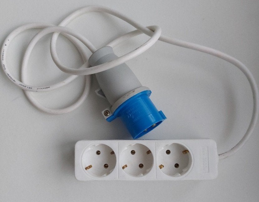 Campingkabel, CEE met 3-voudige stekkerdoos, Ophalen of Verzenden, Nieuw