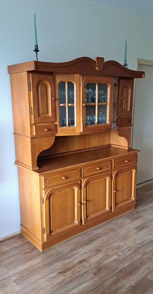 Klassieke houten buffetkast - 170x80x77 cm, Gebruikt, Met deur(en), Glas, Klassiek
