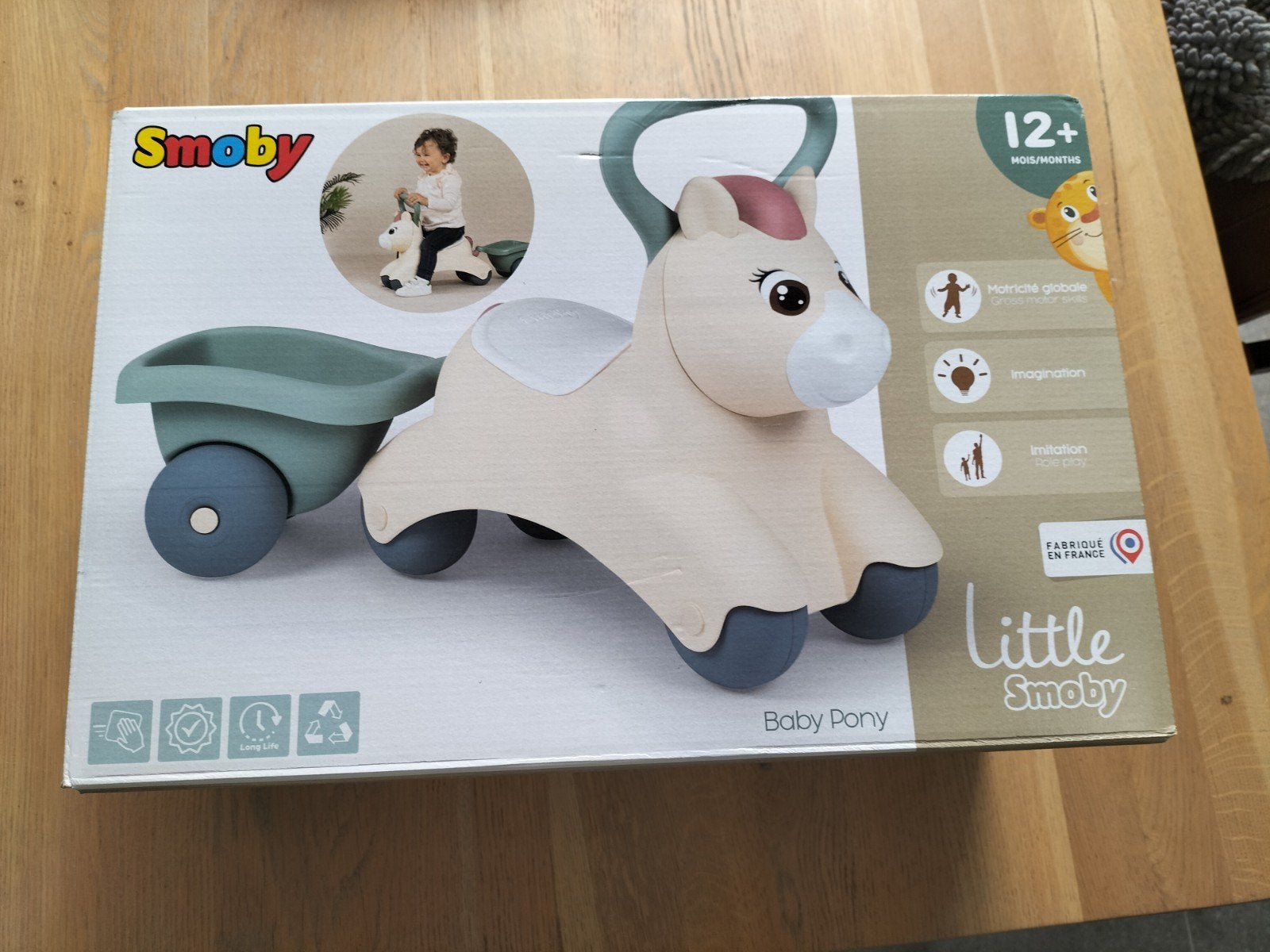 Little smoby baby pony loop paardje met aanhangwagentje, Ophalen of Verzenden, Zo goed als nieuw