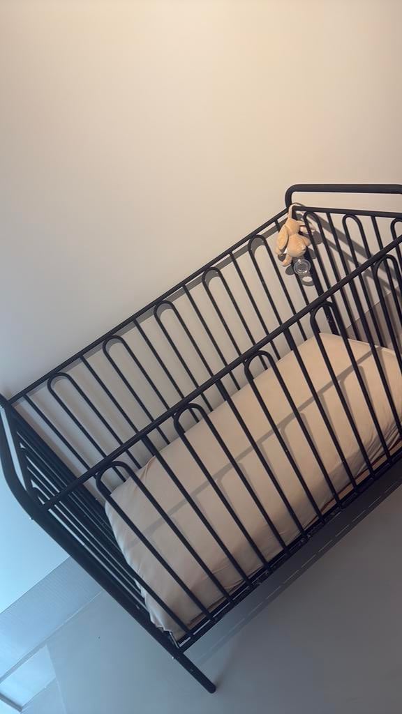 Ledikant baby colourfull home metaal, Ophalen, Verstelbaar, Zwart, 190 cm of minder