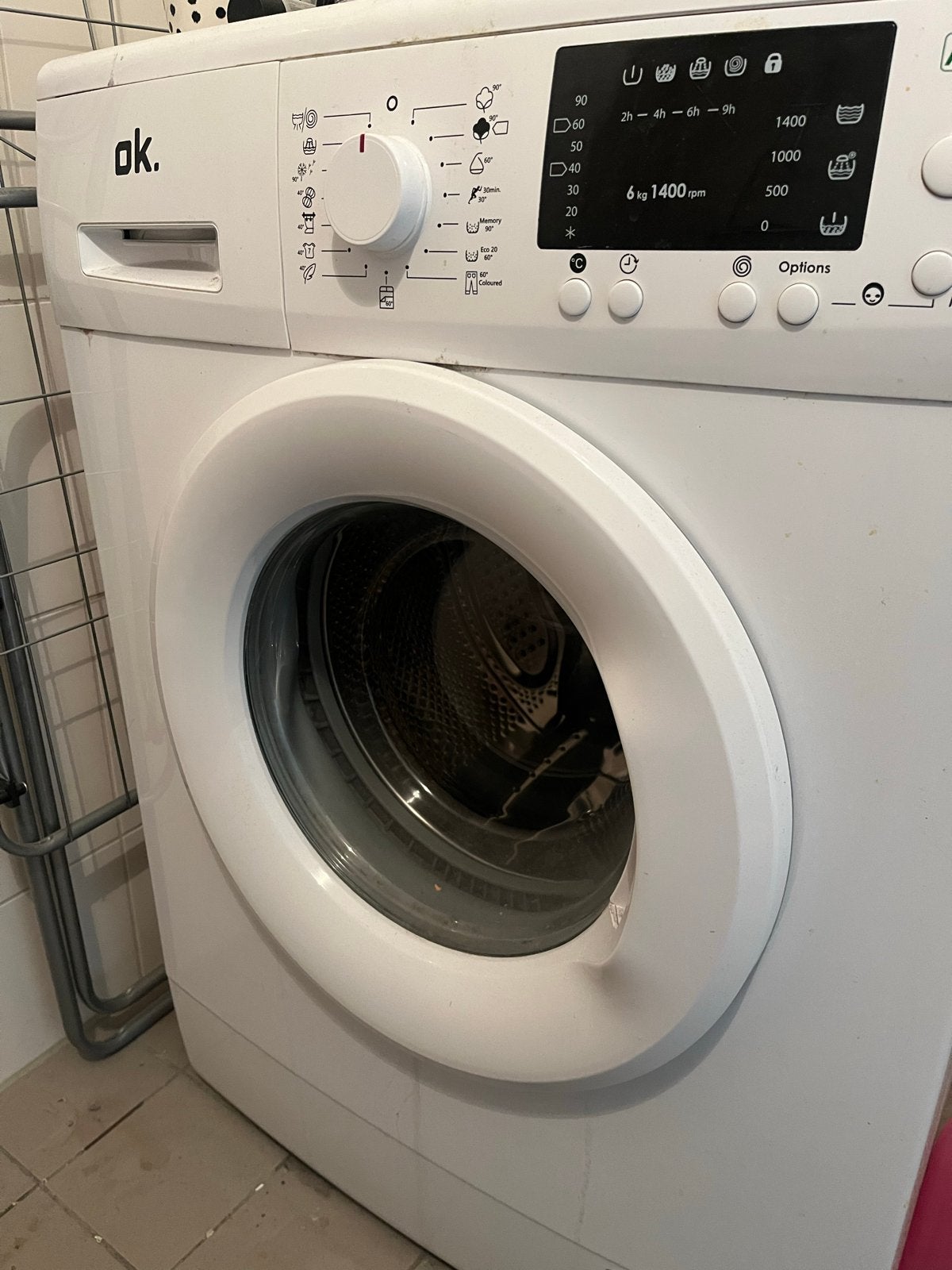 OK. Wasmachine, Witgoed en Apparatuur, Wasmachines, Gebruikt, Voorlader, 6 tot 8 kg, 85 tot 90 cm, 1200 tot 1600 toeren, Kort programma