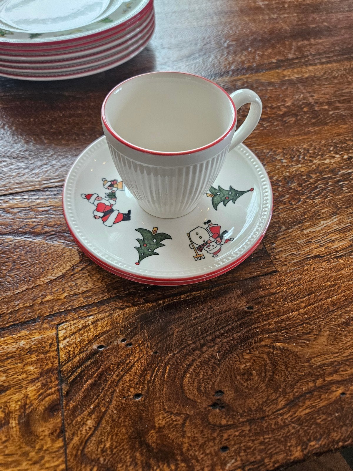 Wedgwood Windsor Christmas Kop en Schotel, Ophalen of Verzenden, Zo goed als nieuw, Porselein, Kop(pen) en/of Schotel(s)
