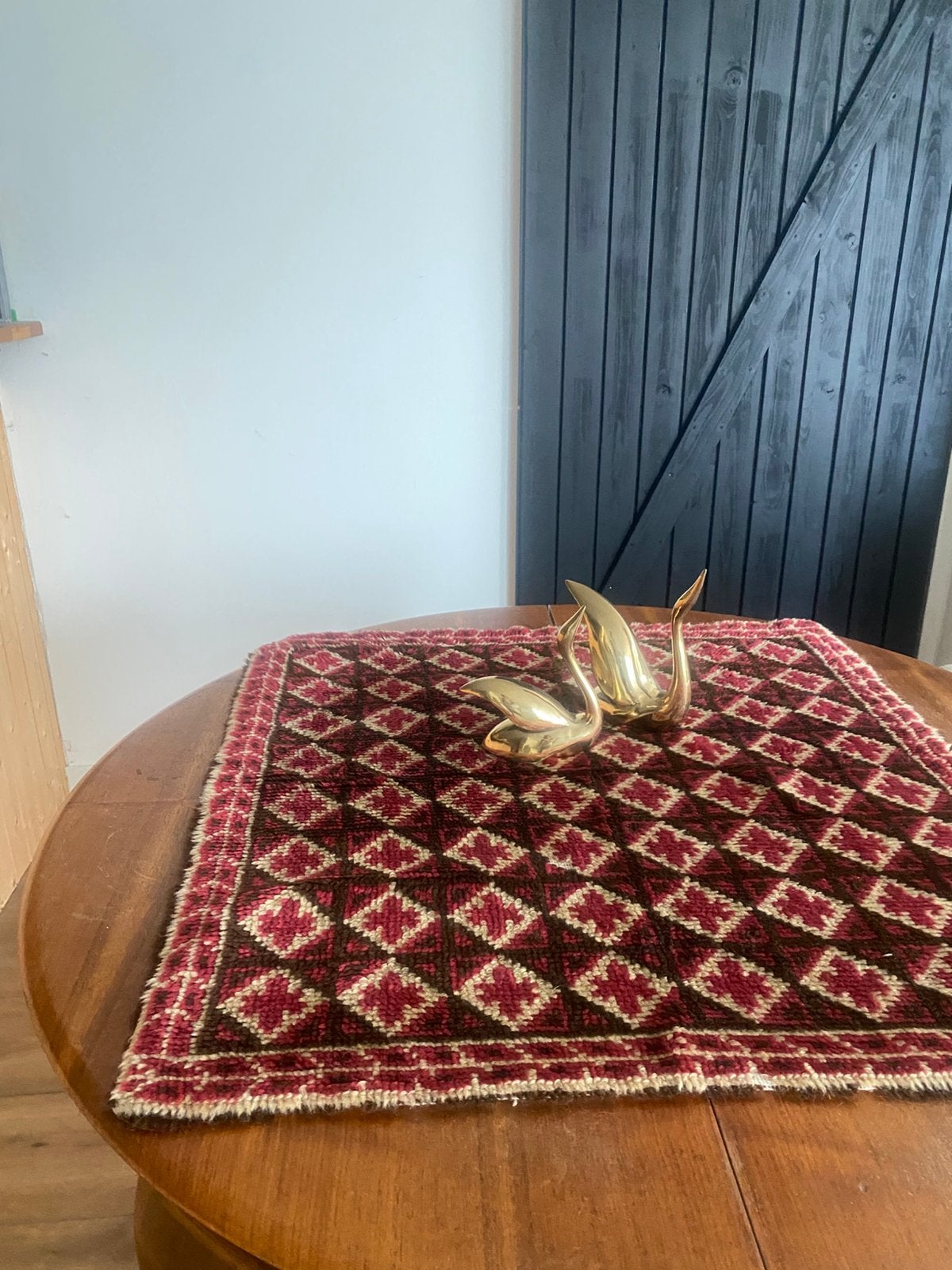 Vintage smyrna tapijtje/ tafelkleed, Huis en Inrichting, Stoffering | Tapijten en Kleden, Beige, Zo goed als nieuw, Rechthoekig