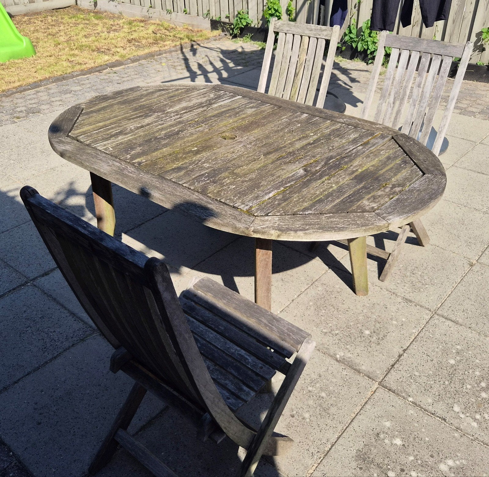 Teak houten set, Ophalen of Verzenden, Gebruikt, Rechthoekig, Hout