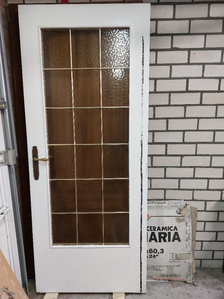 hardhouten binnendeur met glas, Gebruikt, 80 tot 100 cm, Minder dan 200 cm, Ophalen of Verzenden