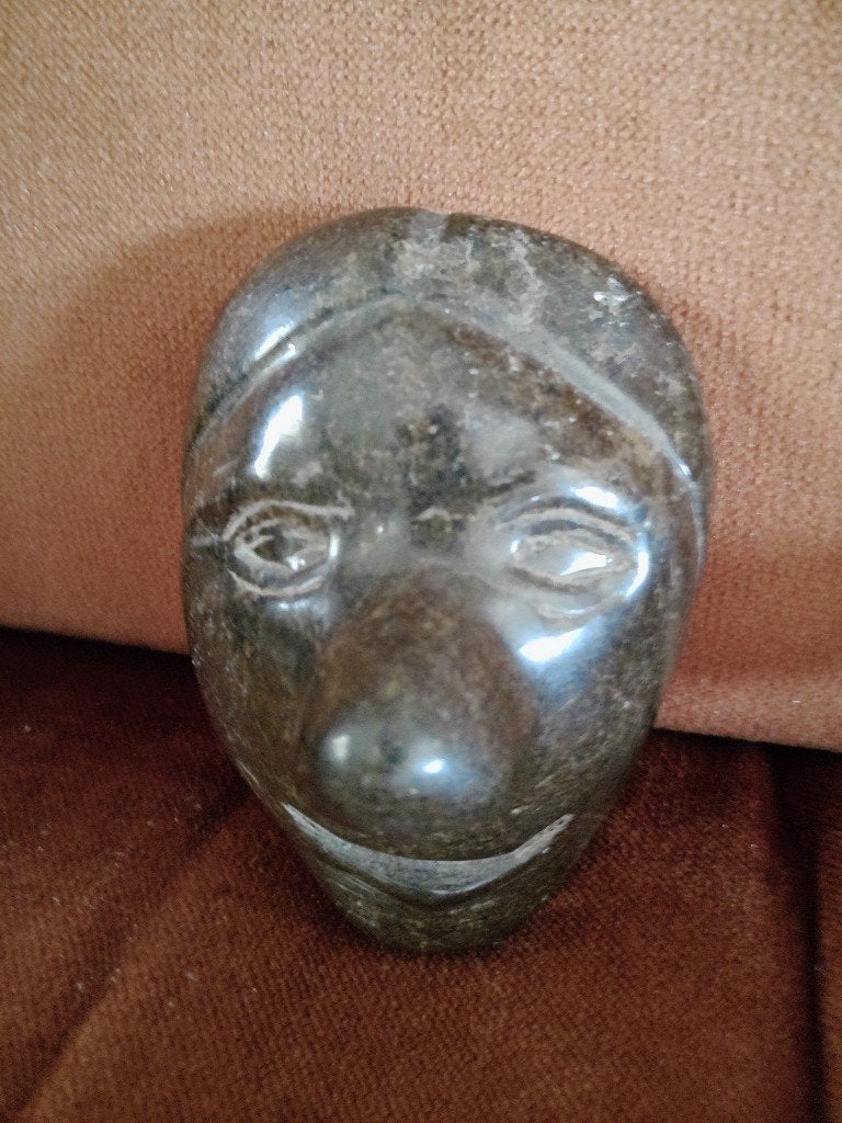 Curiosa Afrikaans masker 10cm stenen masker Shona Zimbabwe, Steen/keramiek, Bruin, Afrika, Masker