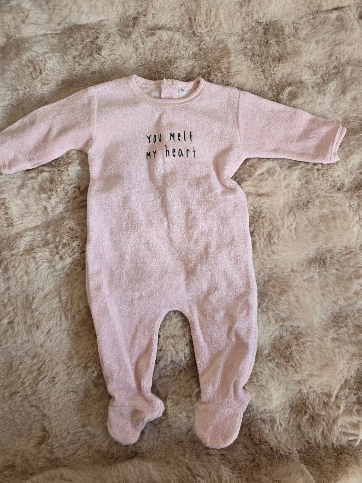 Babyroze boxpakje meisje 56 met opdruk najaar/winter, Babyroze, Meisje, Nieuw, Ophalen of Verzenden