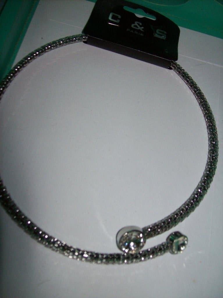 Ketting Metaal gevlochten Fraai Choker model met Kristal, Met kristal, Overige materialen, Nieuw, Ophalen of Verzenden