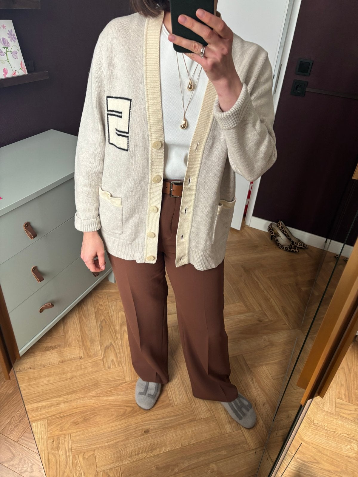 Sandro Paris wollen vest met logo - Maat M, Kleding | Dames, Ophalen of Verzenden, Zo goed als nieuw, Maat 38/40 (M), Beige