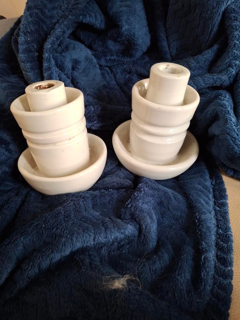 Vintage porseleinen isolatoren - set van 2, Antiek en Kunst, Ophalen of Verzenden