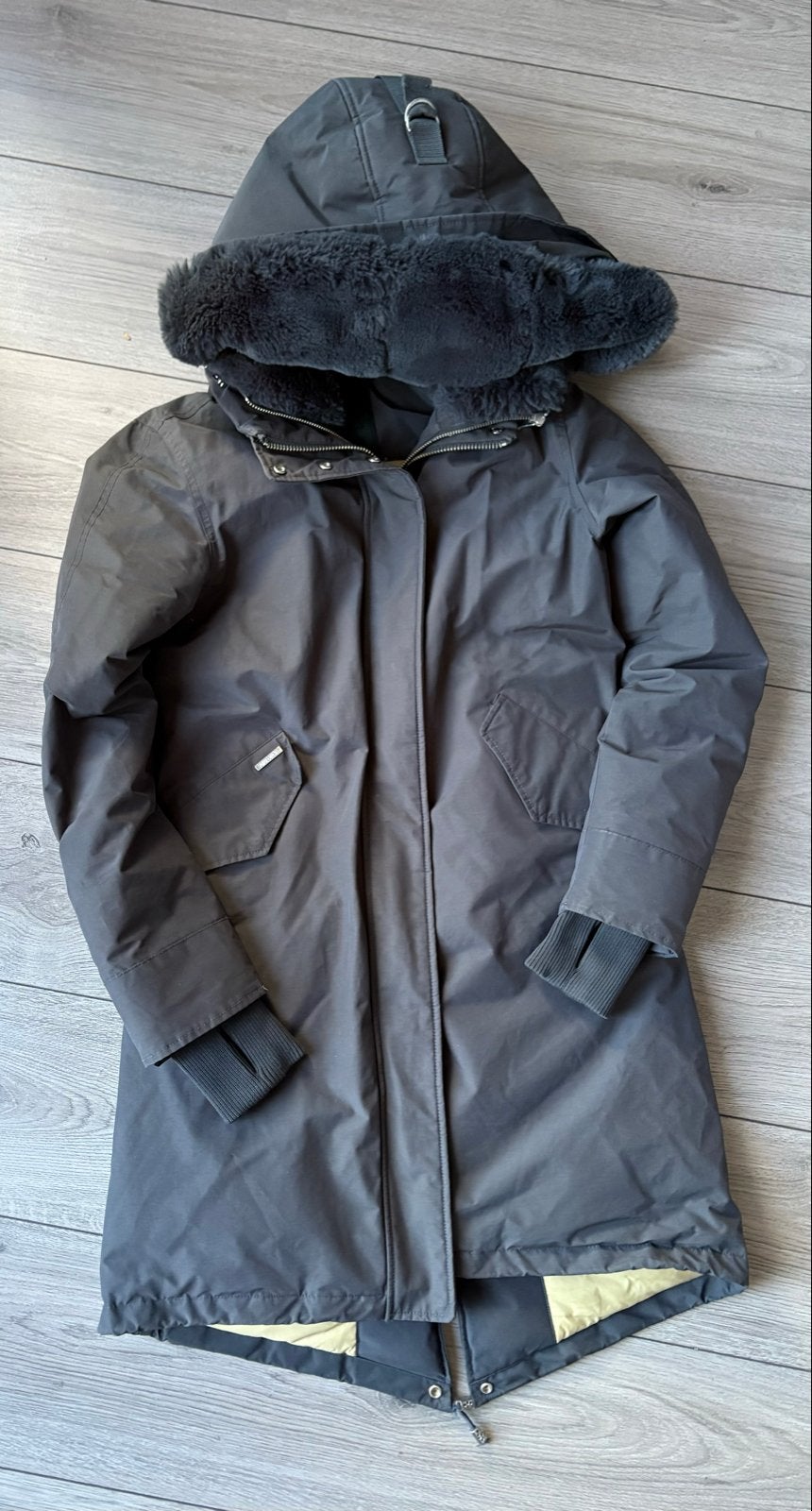 Airforce winterjas met bontkraag OPRECHT nieuwstaat!, Ophalen of Verzenden, Zo goed als nieuw, Maat 36 (S), Grijs