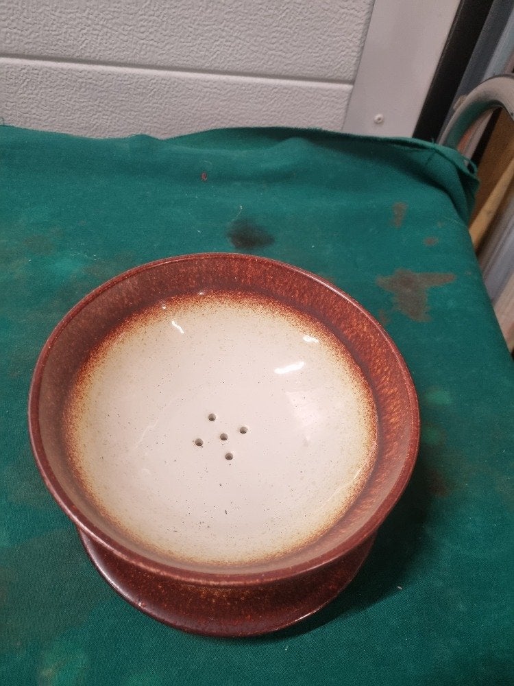 fruittest aardewerk vintage bruin creme, Antiek en Kunst, Ophalen of Verzenden