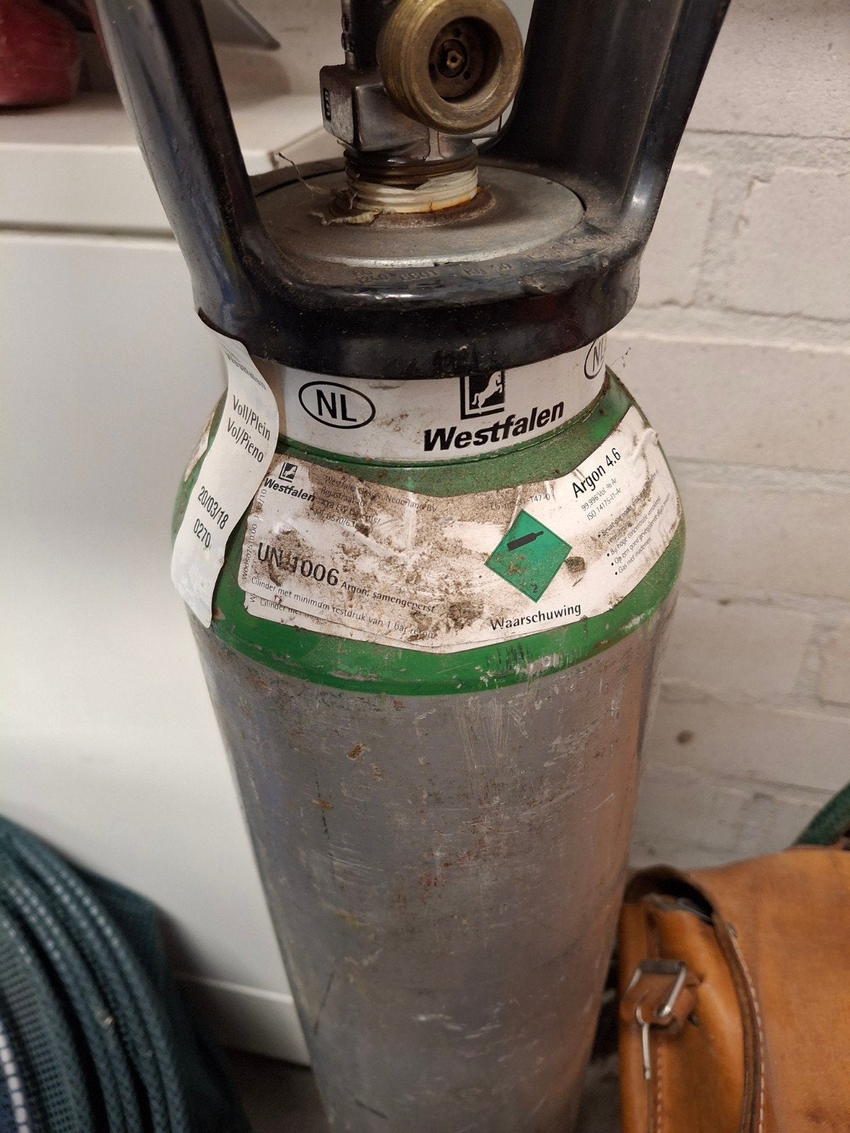Westfalen Argon 4.6 gasfles, 10L, 300 BAR, Ophalen, Gebruikt, 150 tot 250 ampère, Tig