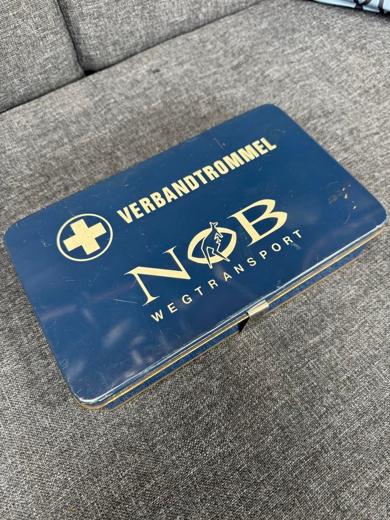 Vintage Verbandtrommel blik N.O.B. Wegtransport, Verzamelen, Blikken, Ophalen of Verzenden, Gebruikt, Overige, Overige merken