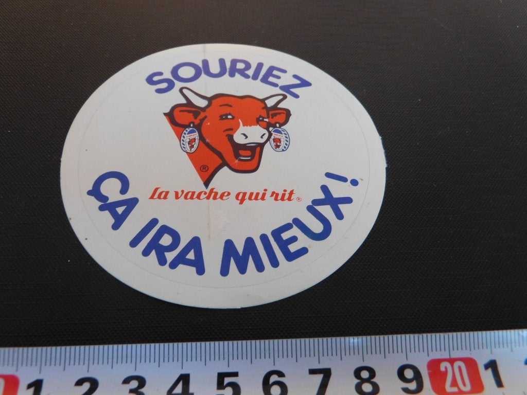sticker la vache qui rit souriez ca ira mieux!, Ophalen, Zo goed als nieuw