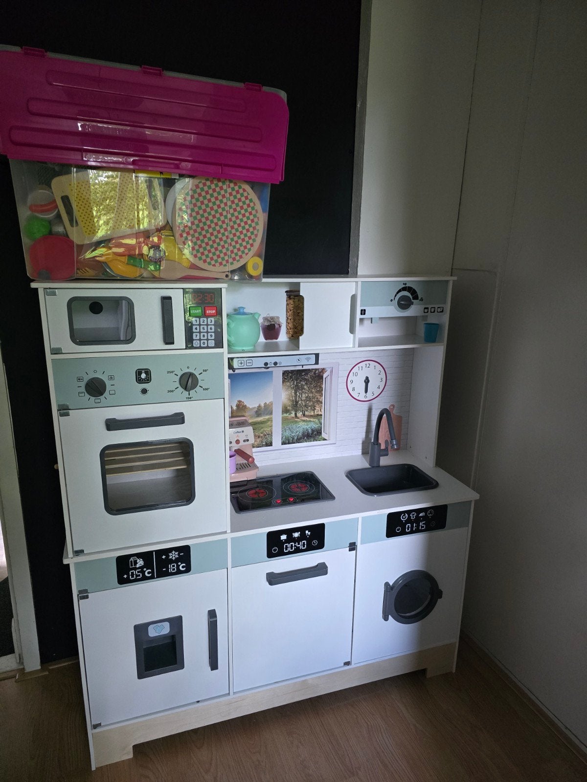 Grote houten speelkeuken met accessoires, Kinderen en Baby's, Ophalen, Zo goed als nieuw, Hout, Speelkeuken