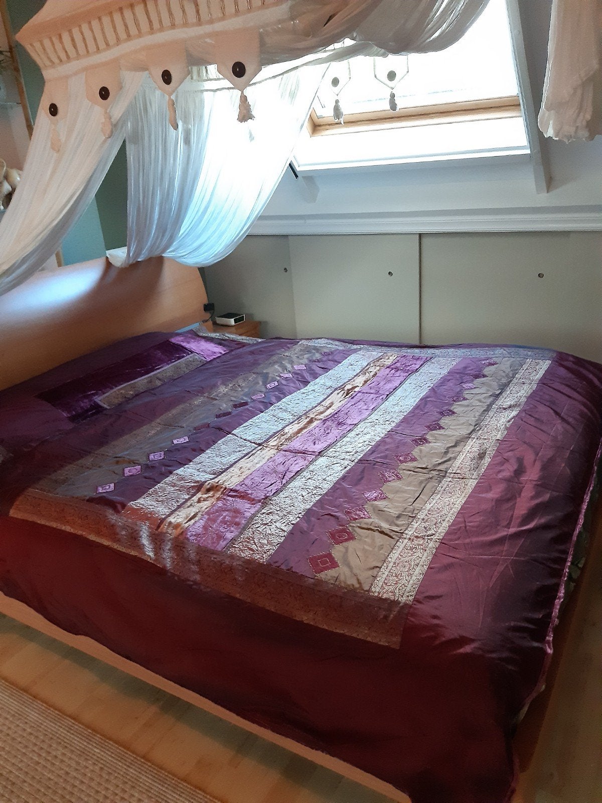 mooie Indiaase sprei, plaid, deken, Overige materialen, Tweepersoons, Ophalen of Verzenden, Rood