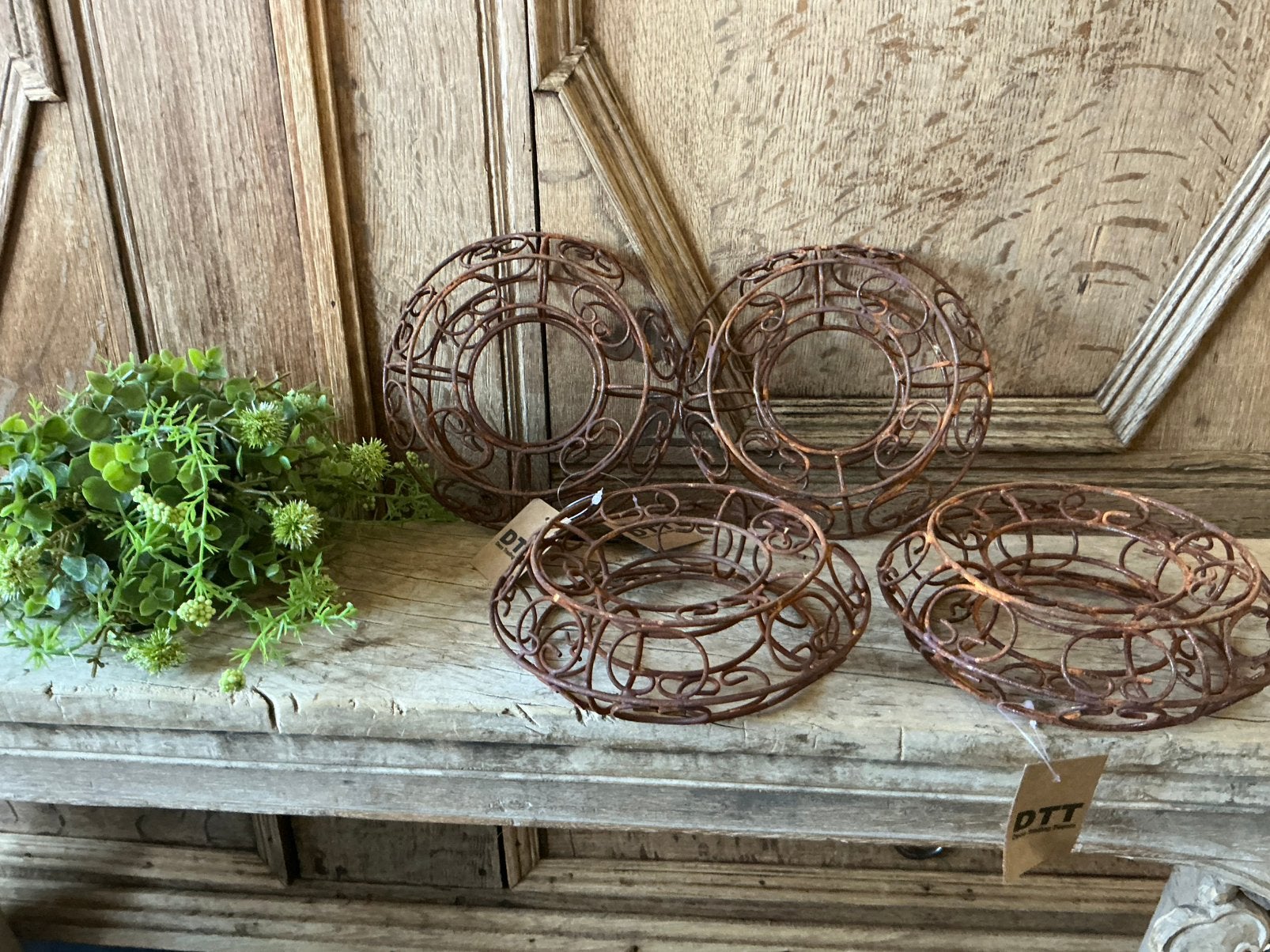 NIEUW set van 4 roestkleurige metalen kransen, Huis en Inrichting, Ophalen of Verzenden, Nieuw